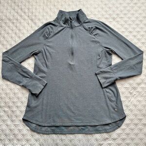 Apana Gray Athletic Half Zip Mock Neck Pullover Long Sleeve Top Size Large